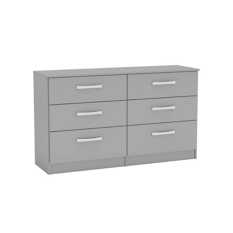 High-Gloss Lynx 6 Drawer Chest in Grey, Black, White, Brown, Silver - UK Online Furniture
