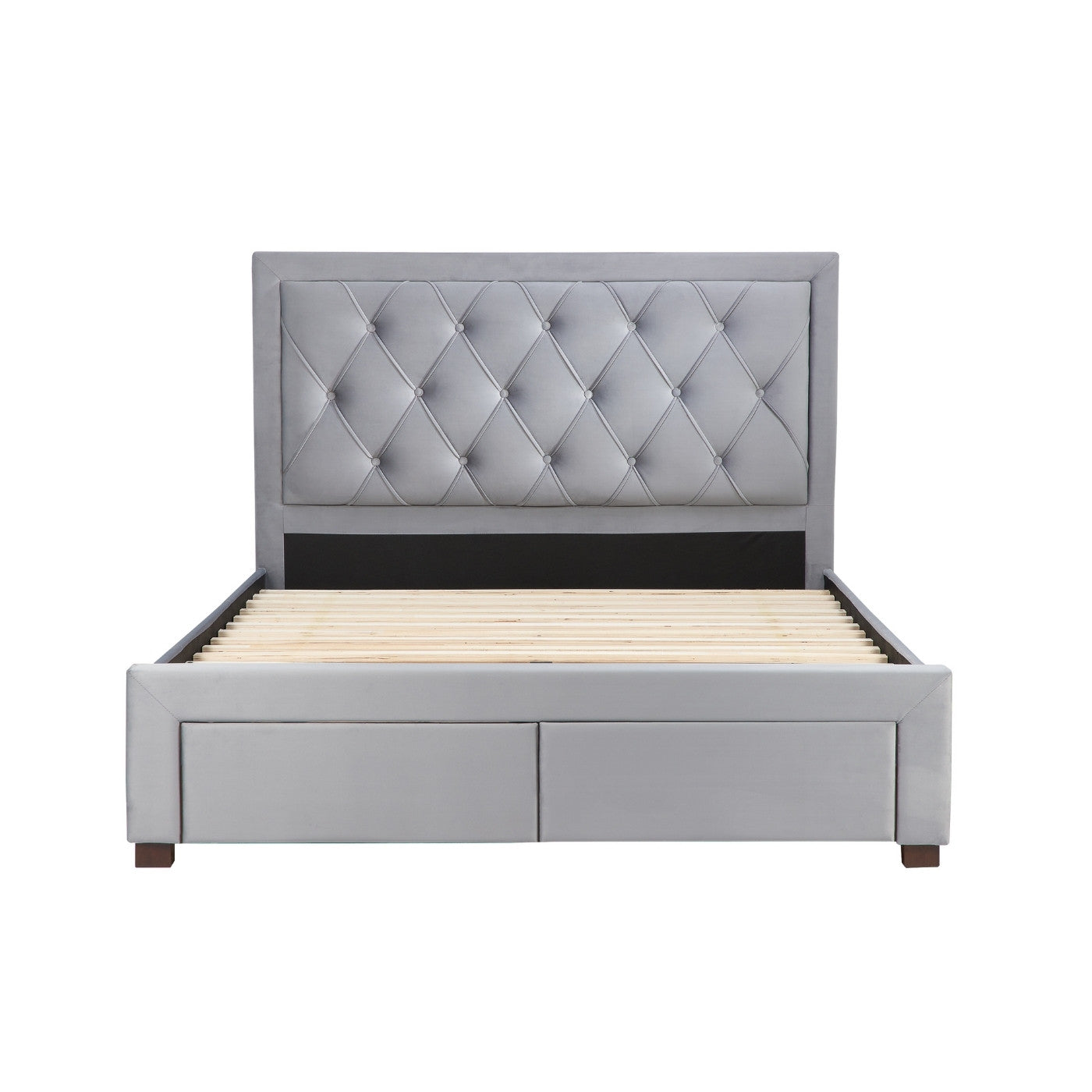 Woodbury Grey Velvet Fabric Storage Bed - Double, King, Super King - UK Online Furniture