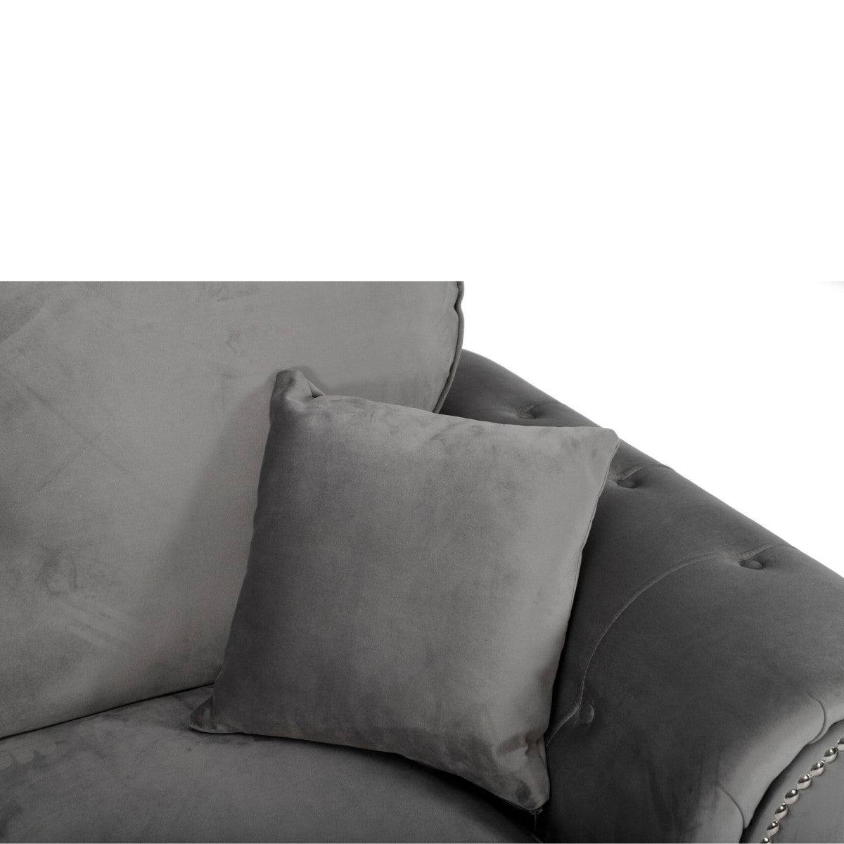 Oakland Full Back 3+2 Sofa Set in Grey Velvet - UK Online Furniture