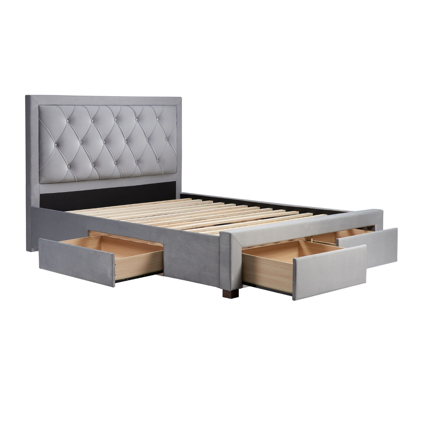 Woodbury Grey Velvet Fabric Storage Bed - Double, King, Super King - UK Online Furniture