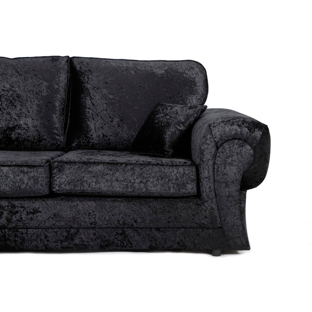 Tangent 3+2 Sofa Set in Black or Silver Crushed Velvet - UK Online Furniture