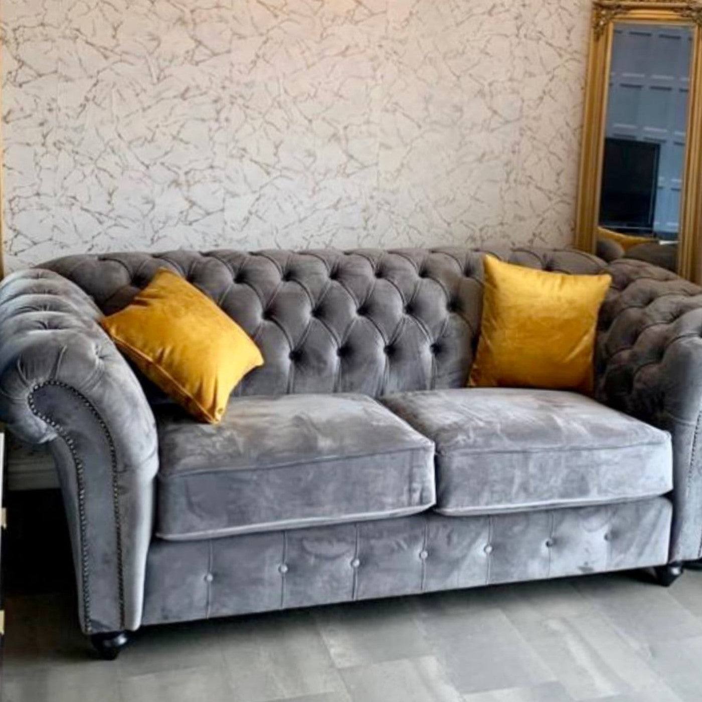 Bespoke Winchester Chesterfield 3+2 Sofa Set - Blue, Grey, Silver, Black, Green, Mustard - UK Online Furniture