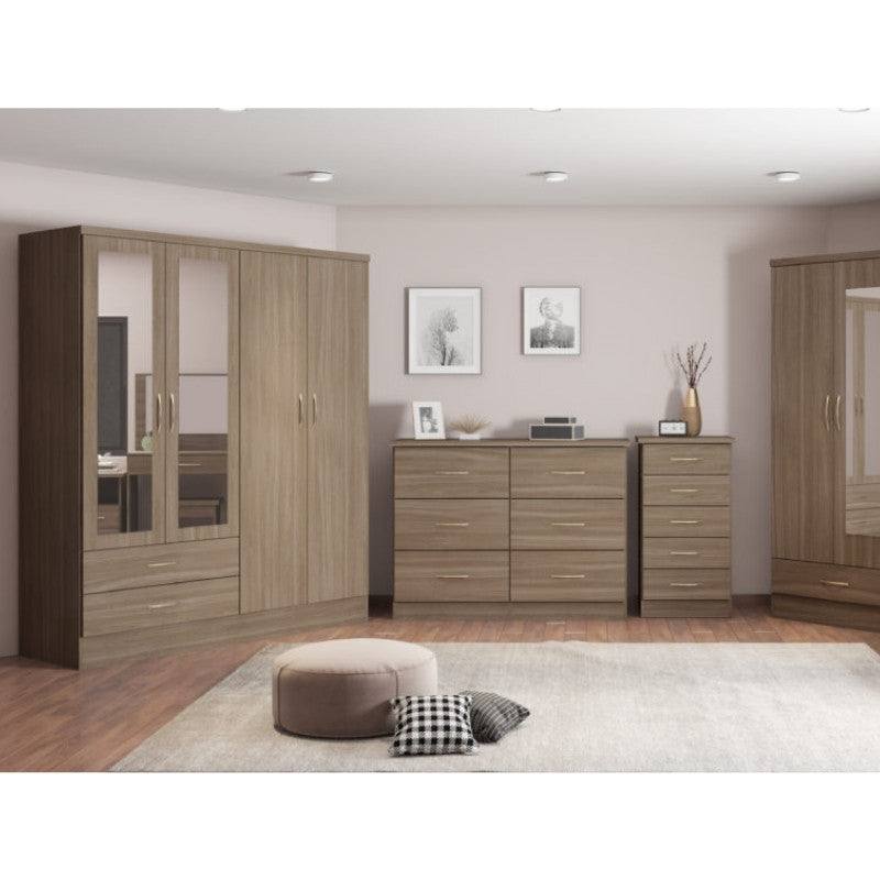 Nevada 4 Door 2 Drawer Mirrored Wardrobe - UK Online Furniture