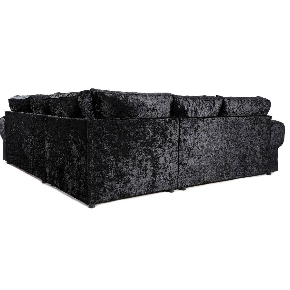 Tangent Corner Sofa in Black or Silver Crushed Velvet - UK Online Furniture