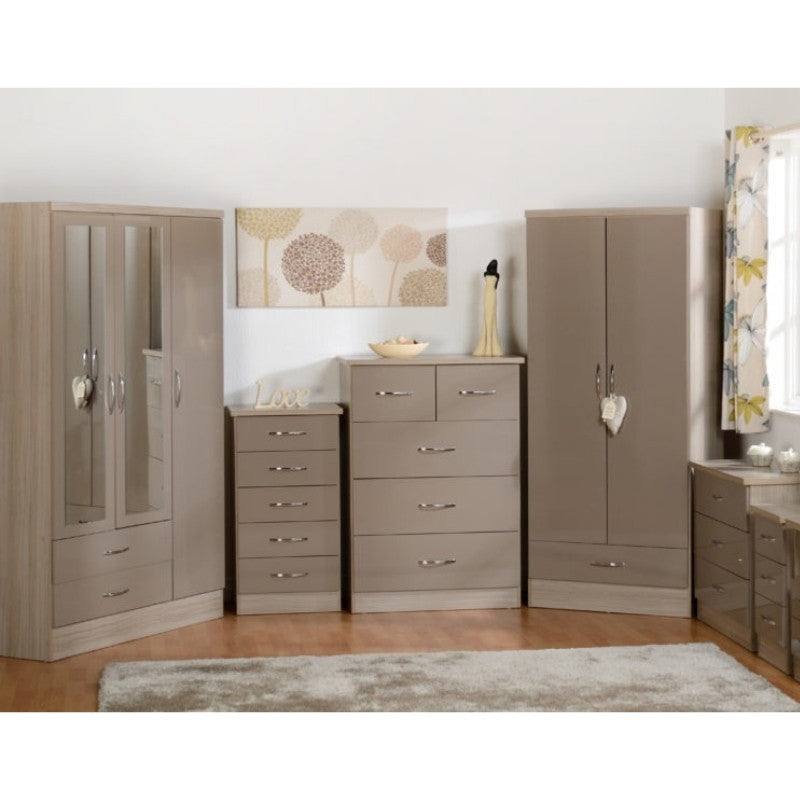 Nevada 3 Door 2 Drawer Mirrored Wardrobe - UK Online Furniture