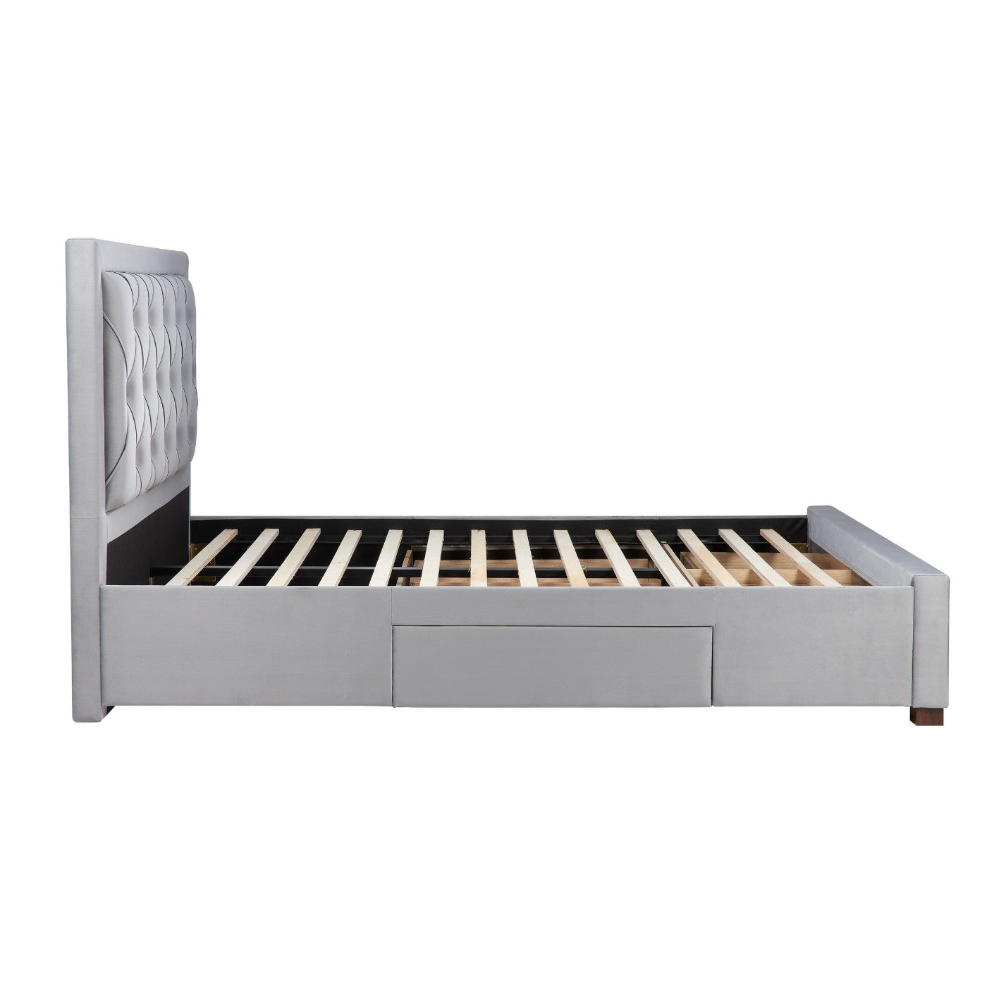 Woodbury Grey Velvet Fabric Storage Bed - Double, King, Super King - UK Online Furniture