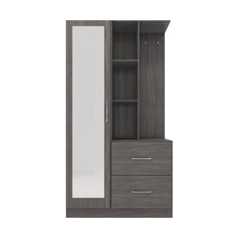 Nevada 1 Door Open Shelf Mirrored Wardrobe - UK Online Furniture
