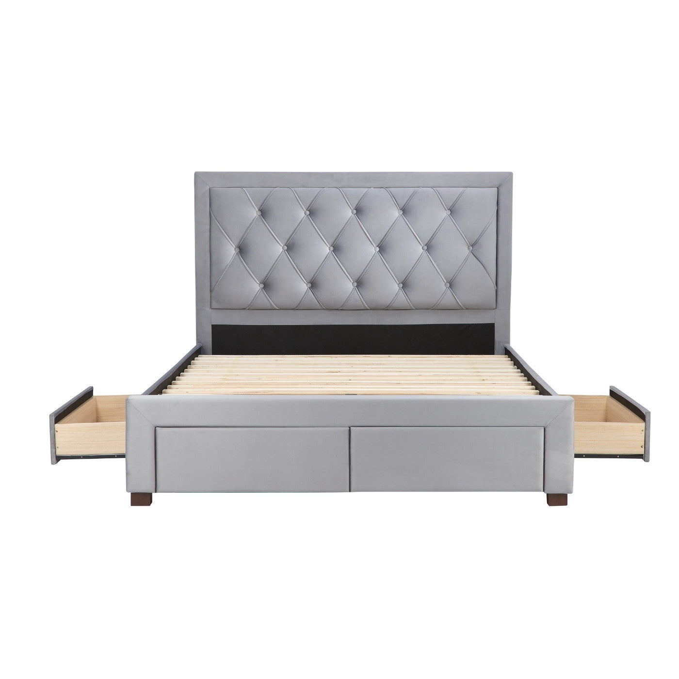 Woodbury Grey Velvet Fabric Storage Bed - Double, King, Super King - UK Online Furniture
