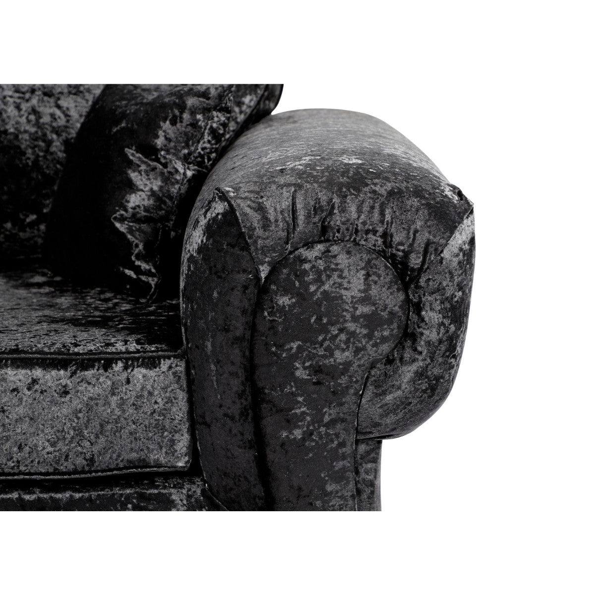 Tangent 3+2 Sofa Set in Black or Silver Crushed Velvet - UK Online Furniture