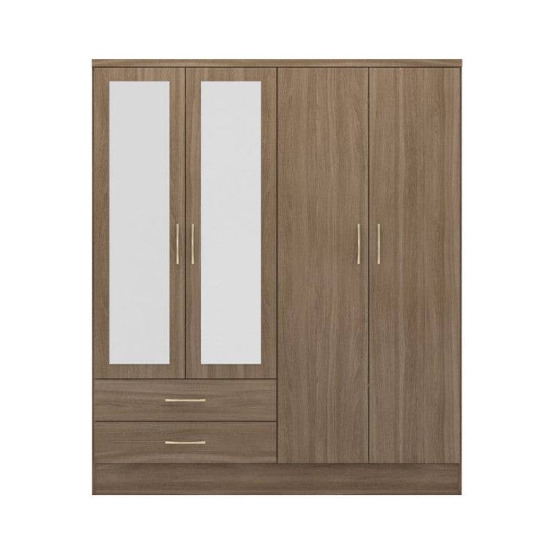 Nevada 4 Door 2 Drawer Mirrored Wardrobe - UK Online Furniture