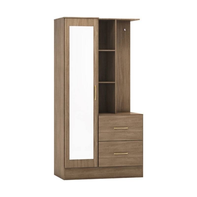 Nevada 1 Door Open Shelf Mirrored Wardrobe - UK Online Furniture