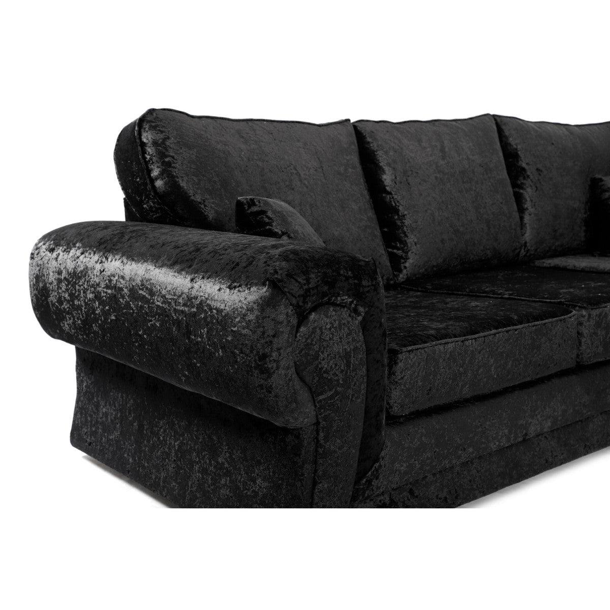 Tangent 3+2 Sofa Set in Black or Silver Crushed Velvet - UK Online Furniture