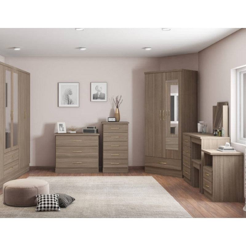 Nevada 2 Door 1 Drawer Mirrored Wardrobe - UK Online Furniture