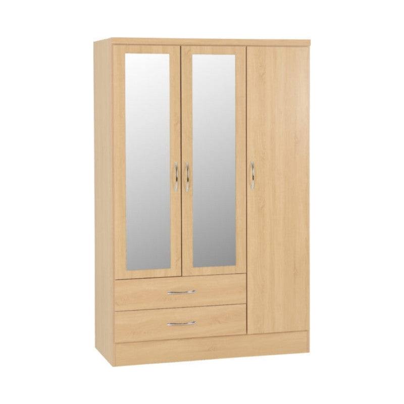 Nevada 3 Door 2 Drawer Mirrored Wardrobe - UK Online Furniture