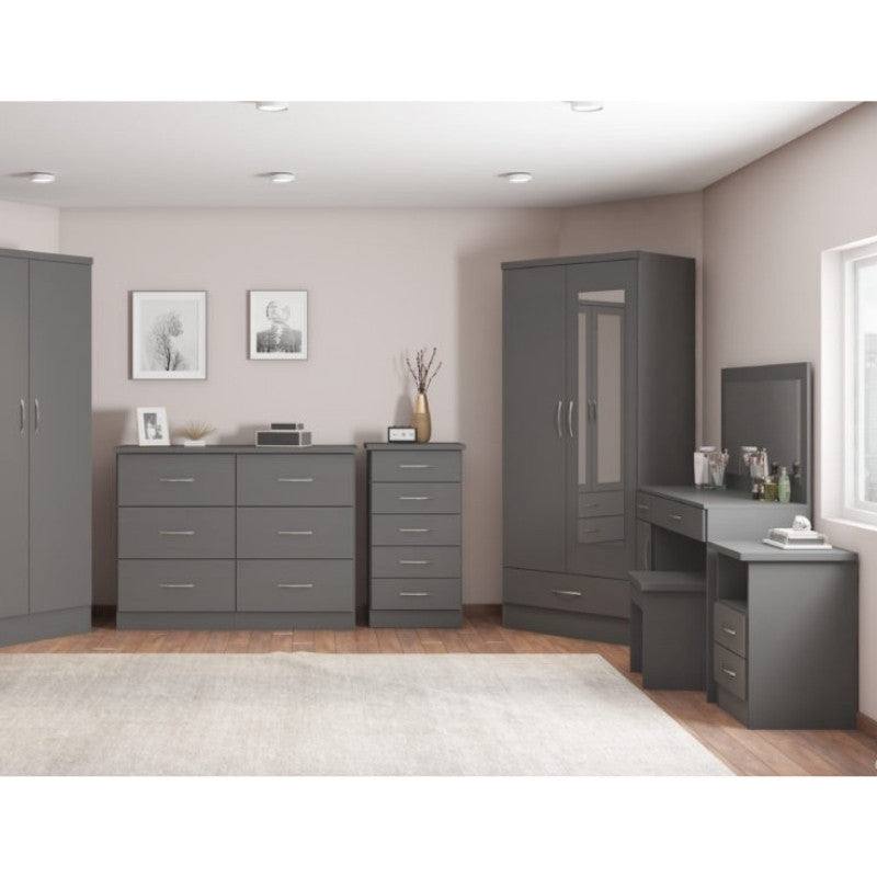 Nevada 2 Door 1 Drawer Mirrored Wardrobe - UK Online Furniture