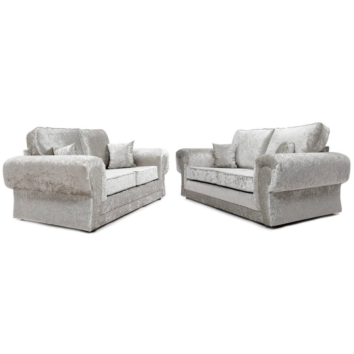 Tangent 3+2 Sofa Set in Black or Silver Crushed Velvet - UK Online Furniture