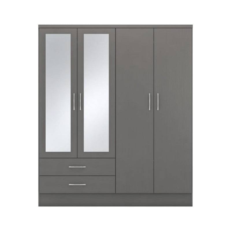 Nevada 4 Door 2 Drawer Mirrored Wardrobe - UK Online Furniture