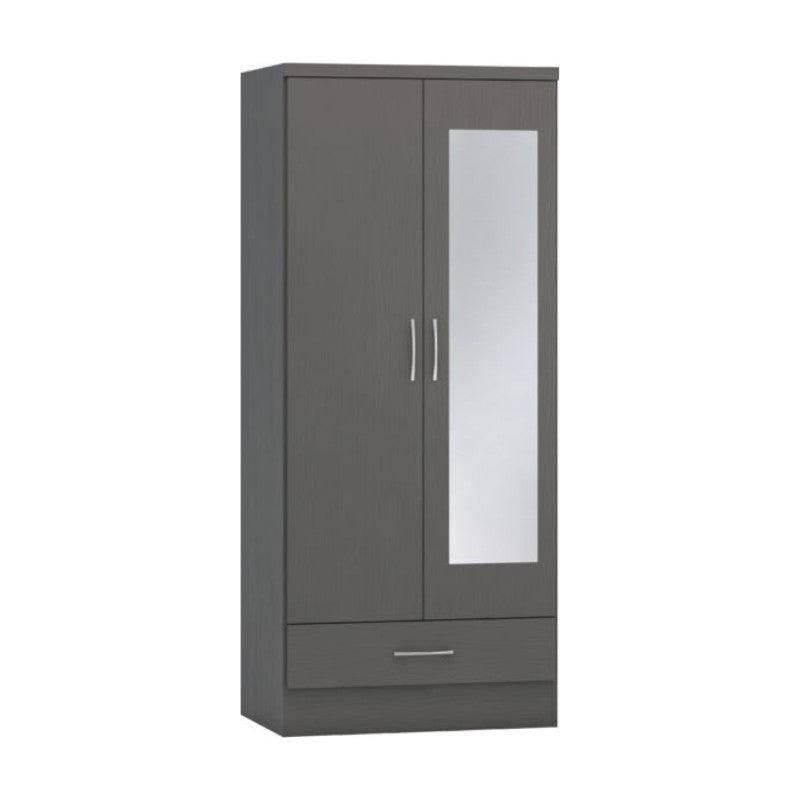 Nevada 2 Door 1 Drawer Mirrored Wardrobe - UK Online Furniture