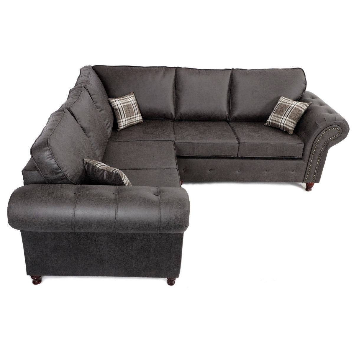 Oakland Leather Corner Sofa (Dark Brown) - UK Online Furniture