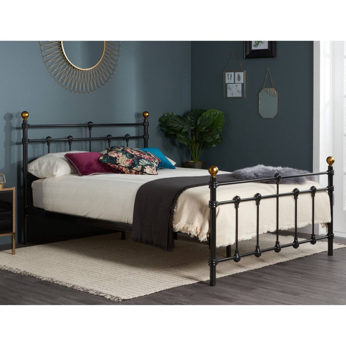 Atlas Black Metal Bed - Single, Queen, Double - UK Online Furniture
