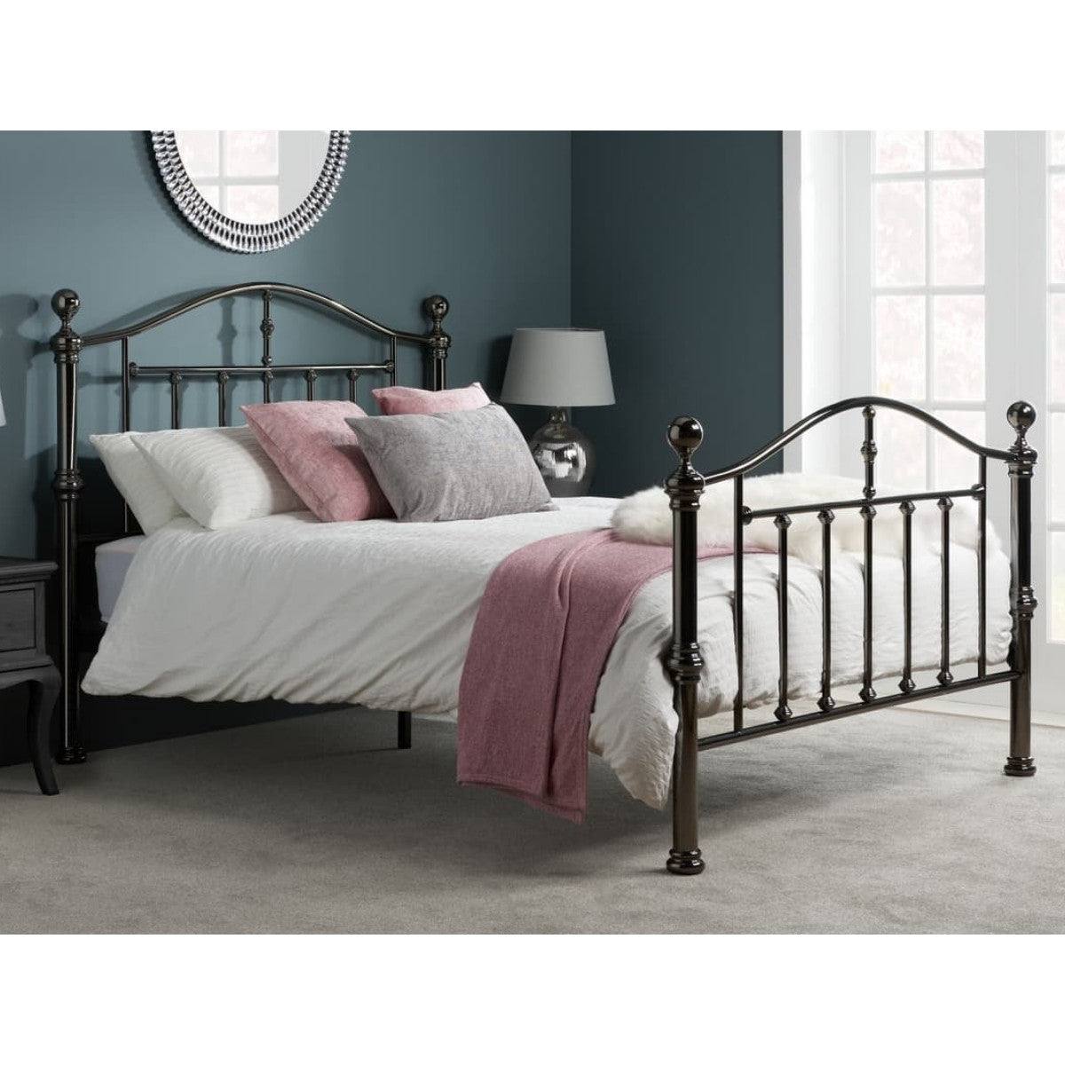 Victoria Black Metal Bed - Double or King Size - UK Online Furniture