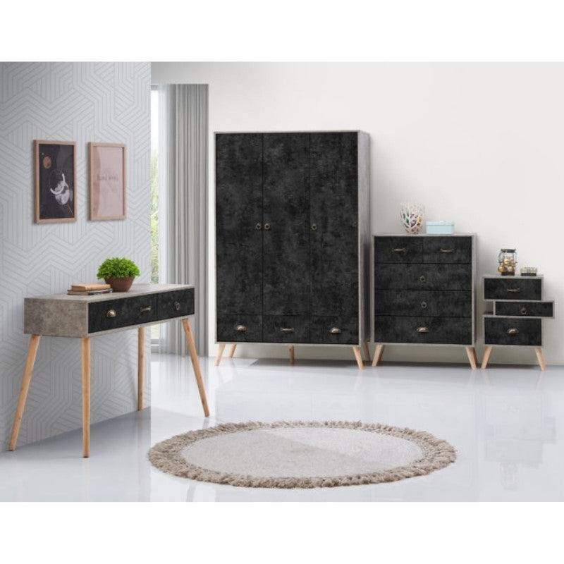 Nordic 3 Door 3 Drawer Wardrobe in Black - UK Online Furniture