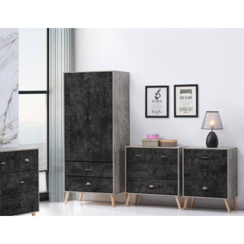 Nordic Style 2+2 Drawer Chest in Black - UK Online Furniture