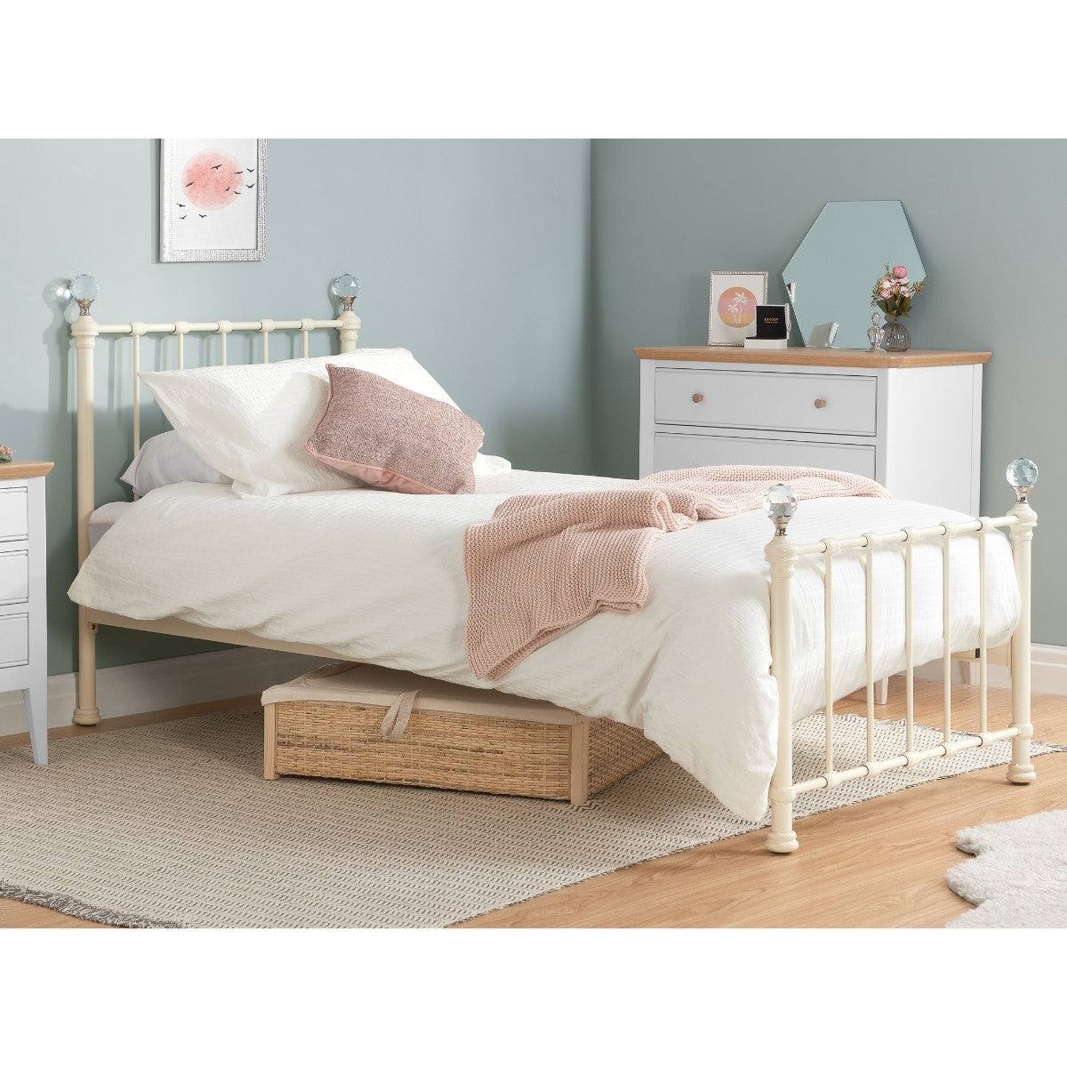 Jessica Cream White Single Metal Bed - UK Online Furniture