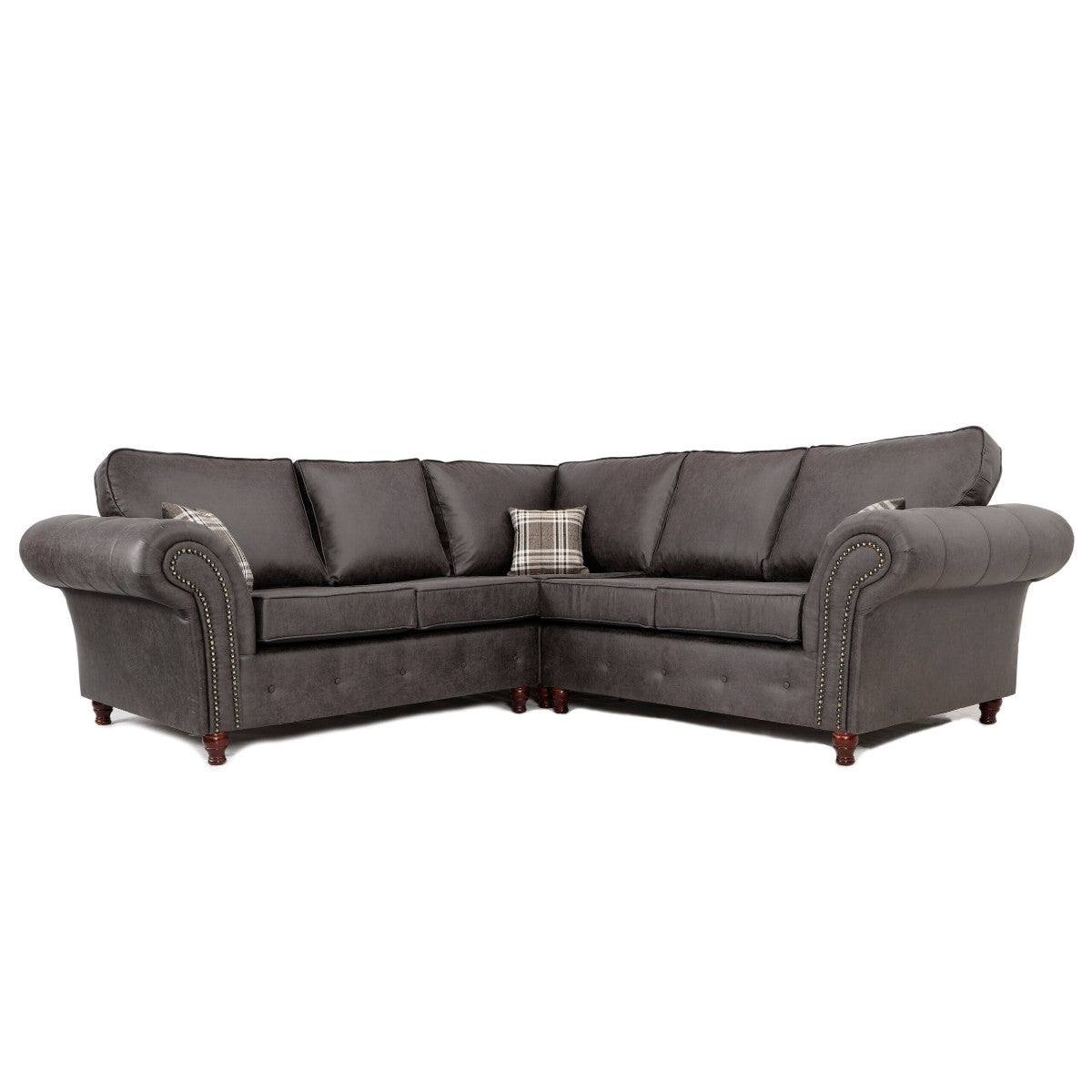 Oakland Leather Corner Sofa (Dark Brown) - UK Online Furniture