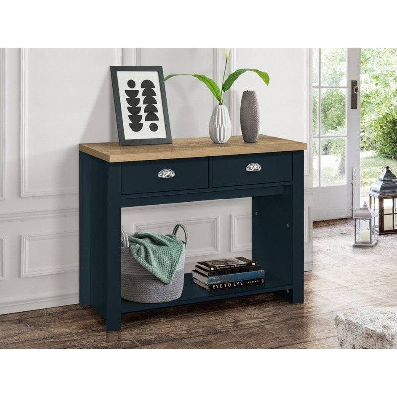Highgate 2 Drawer Console Table - Navy, Cream, Grey - UK Online Furniture