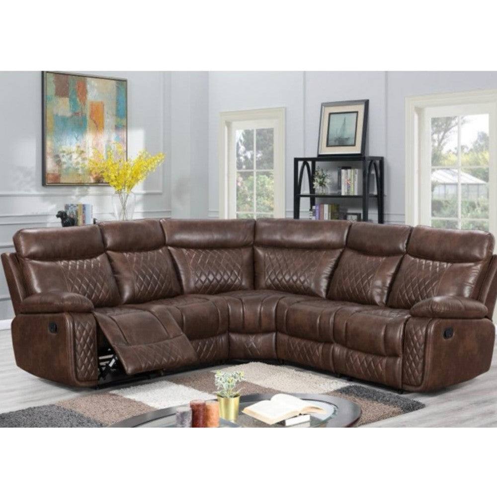 Atlanta Leather Recliner Corner Sofa, Grey or Brown - UK Online Furniture