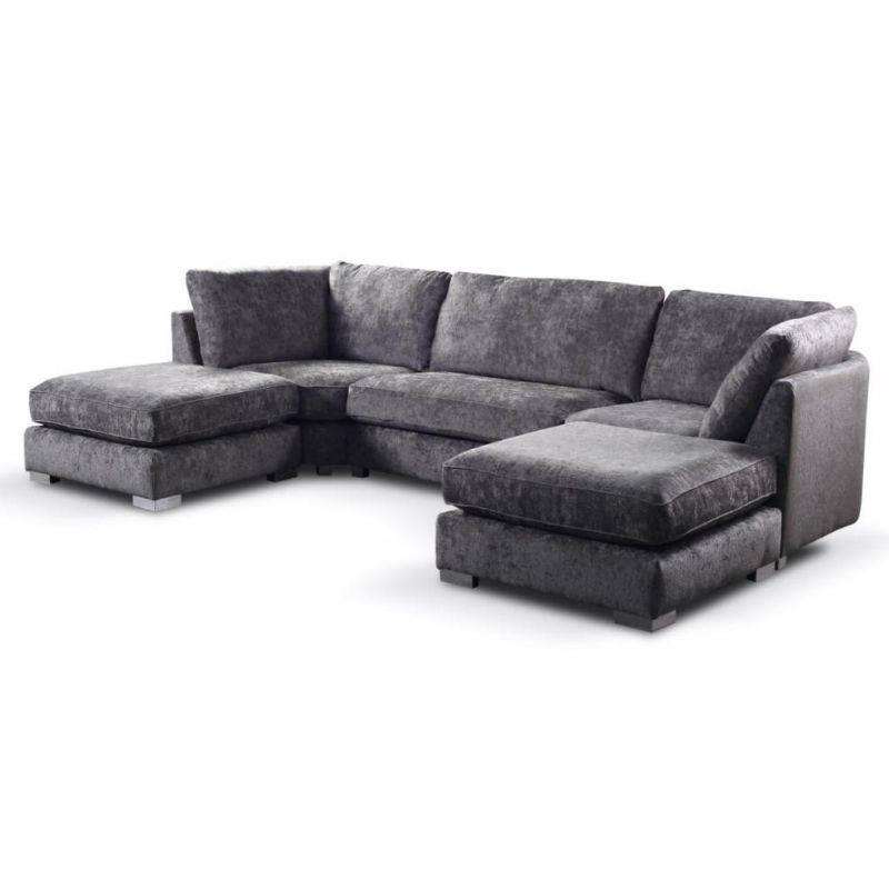Bishop U-shape Sofa Full Back Grey - UK Online Furniture