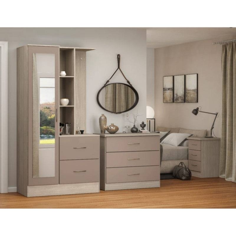 Nevada 1 Door Open Shelf Mirrored Wardrobe - UK Online Furniture