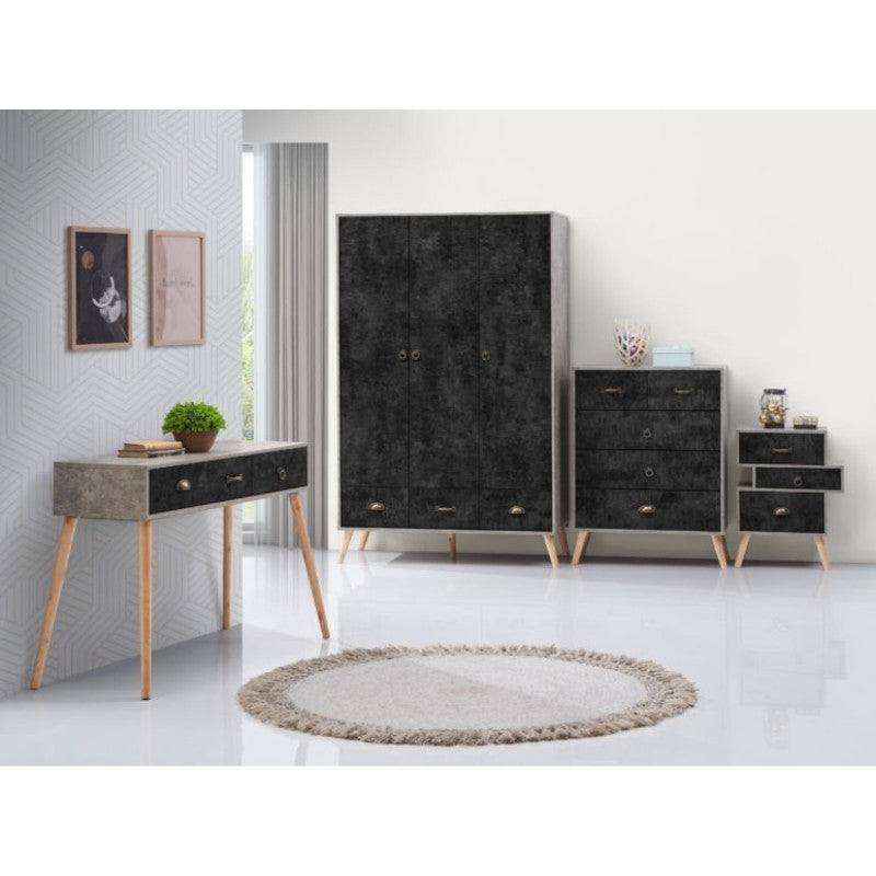 Nordic Style 3 Drawer Bedside Chest in Black - UK Online Furniture