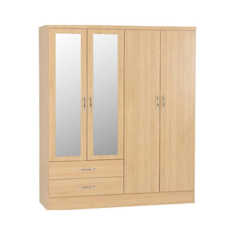 Nevada 4 Door 2 Drawer Mirrored Wardrobe - UK Online Furniture