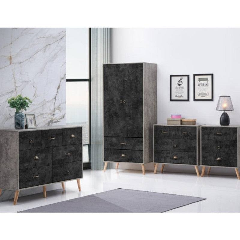 Nordic 2 Door 2 Drawer Wardrobe in Black - UK Online Furniture