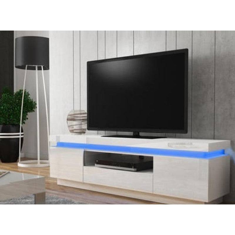 Polaris Large LED TV Unit in White - UK Online Furniture
