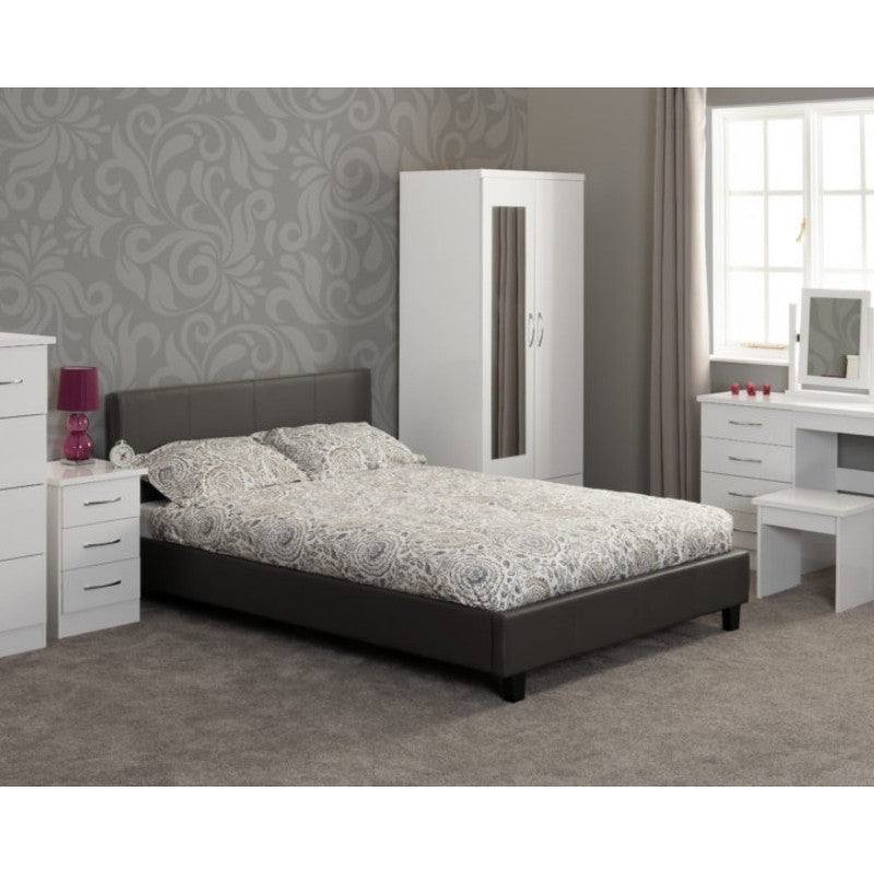 Nevada 2 Door 1 Drawer Mirrored Wardrobe - UK Online Furniture