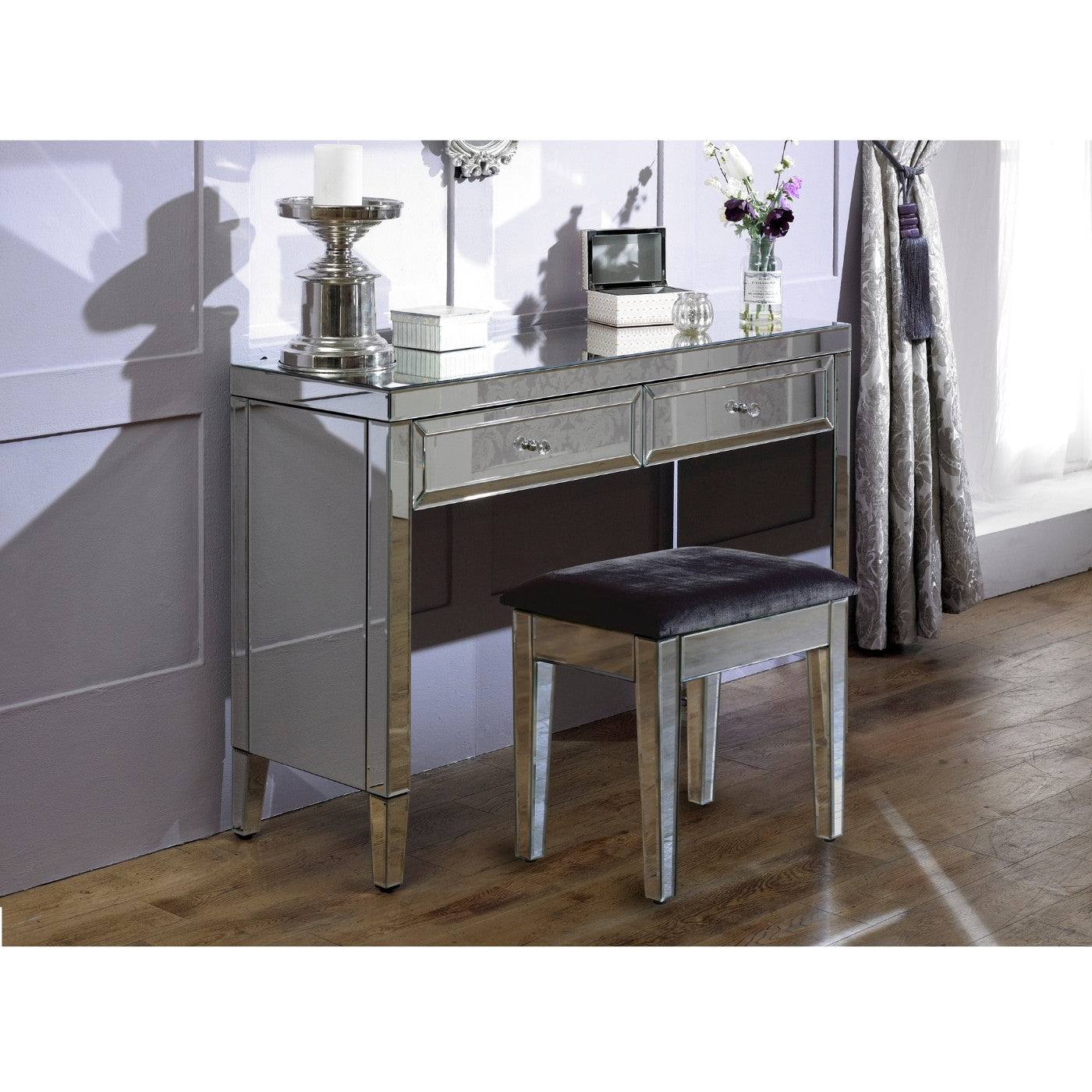 Valencia Mirrored Dressing Table Stool - UK Online Furniture