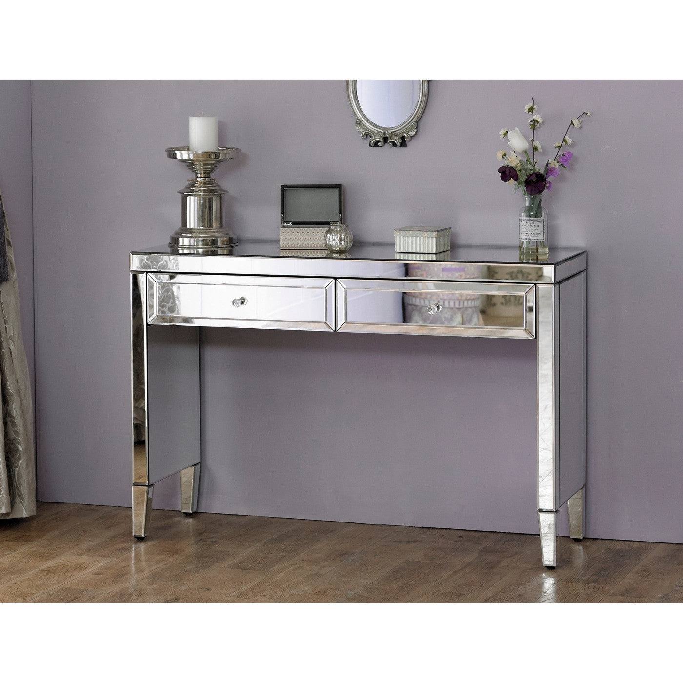 Valencia 2 Drawer Mirrored Glass Dressing Table - UK Online Furniture