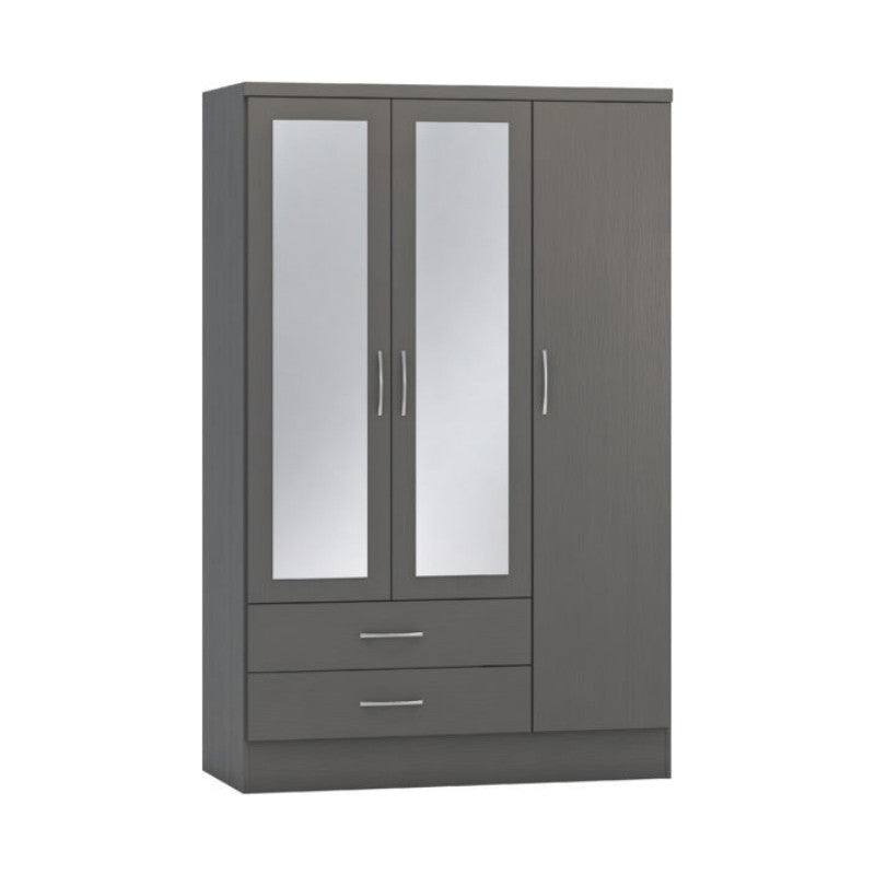 Nevada 3 Door 2 Drawer Mirrored Wardrobe - UK Online Furniture