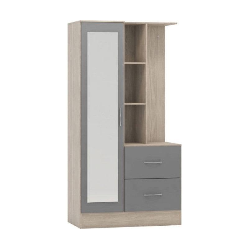 Nevada 1 Door Open Shelf Mirrored Wardrobe - UK Online Furniture
