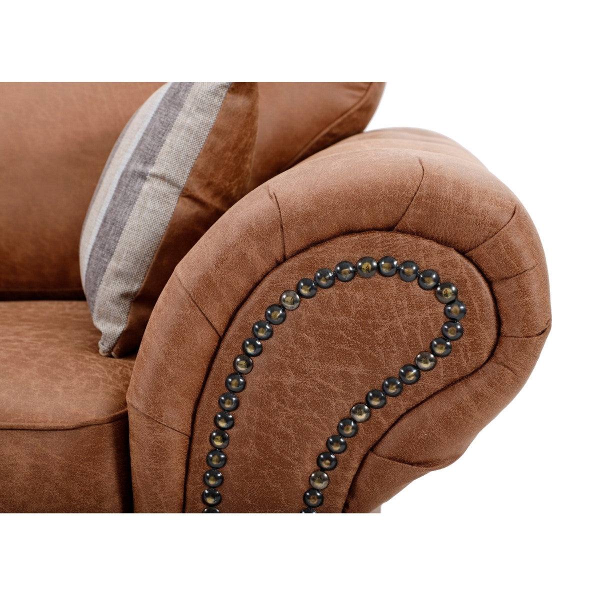 Oakland Leather Corner Sofa (Tan) - UK Online Furniture