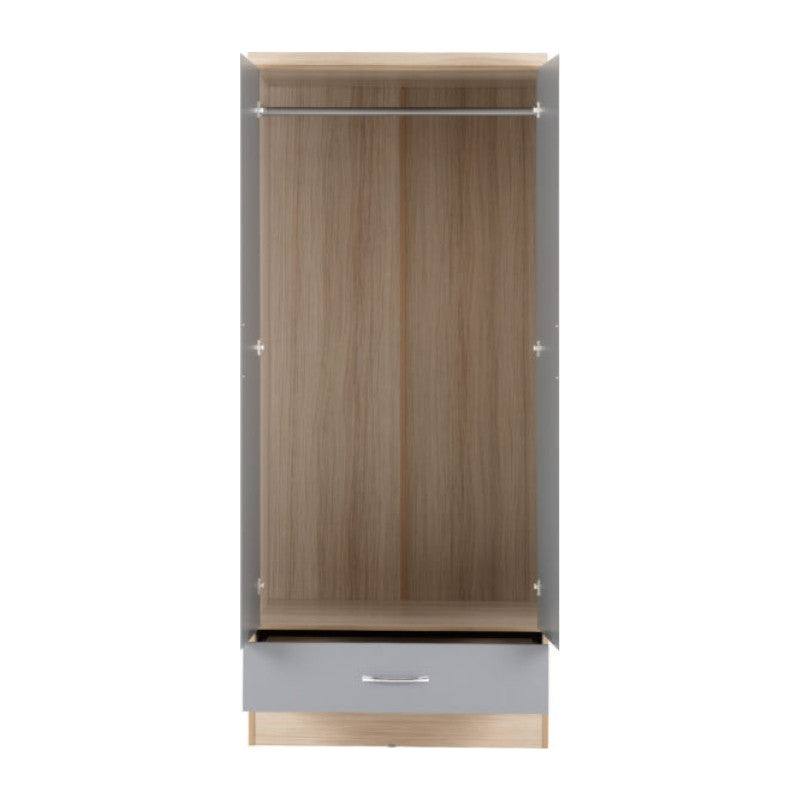 Nevada 2 Door 1 Drawer Mirrored Wardrobe - UK Online Furniture
