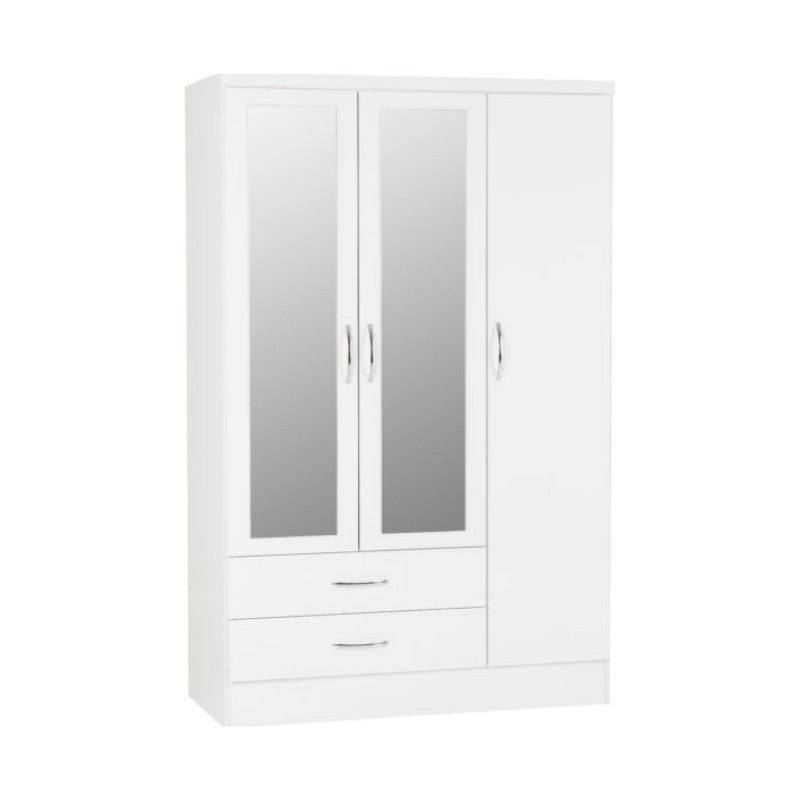 Nevada 3 Door 2 Drawer Mirrored Wardrobe - UK Online Furniture