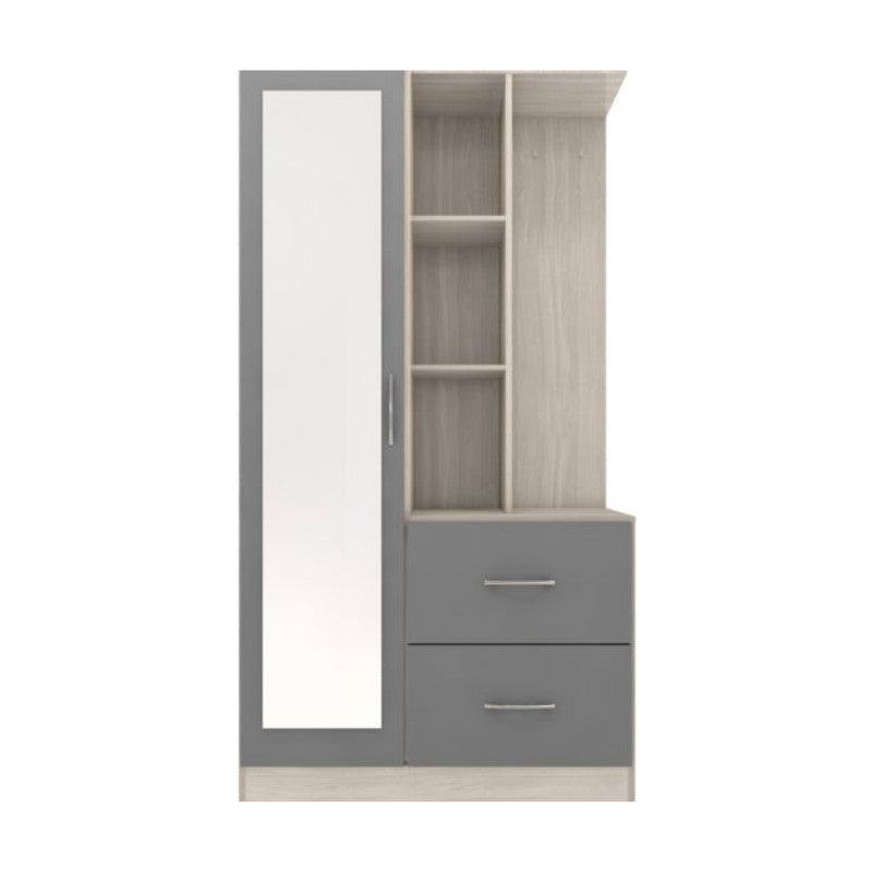 Nevada 1 Door Open Shelf Mirrored Wardrobe - UK Online Furniture