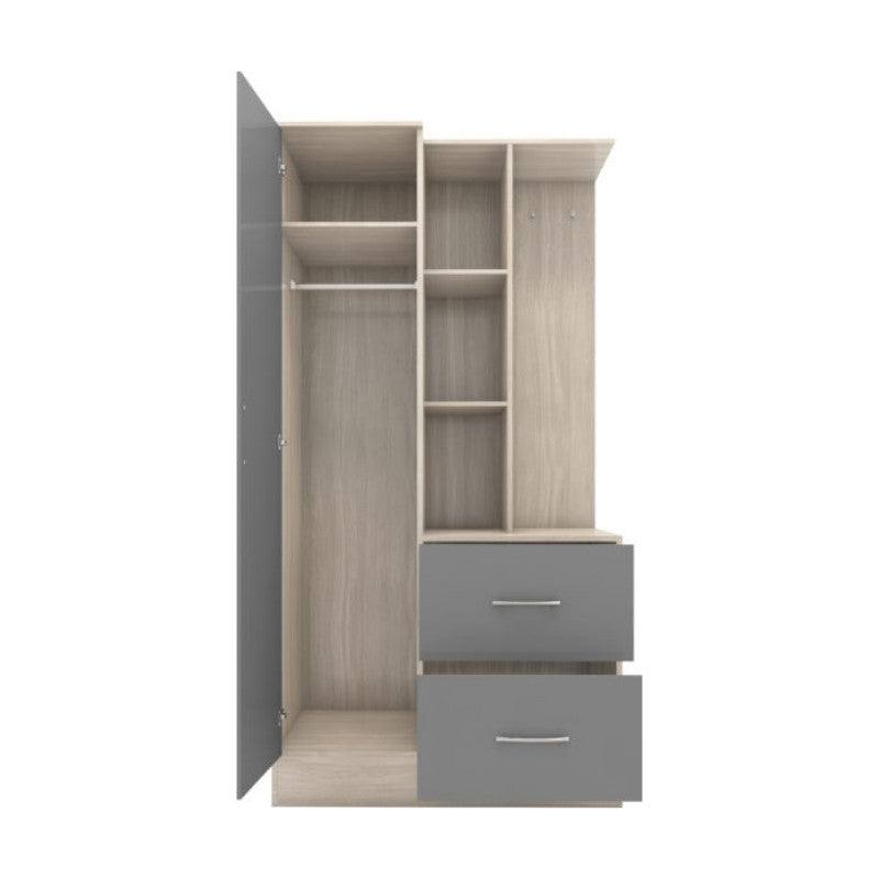 Nevada 1 Door Open Shelf Mirrored Wardrobe - UK Online Furniture