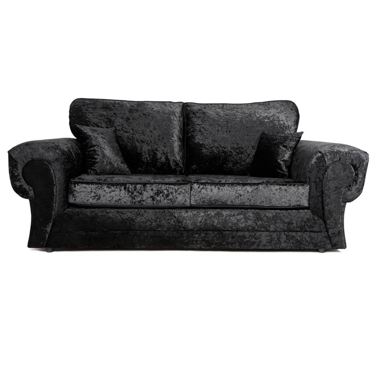 Tangent 3+2 Sofa Set in Black or Silver Crushed Velvet - UK Online Furniture