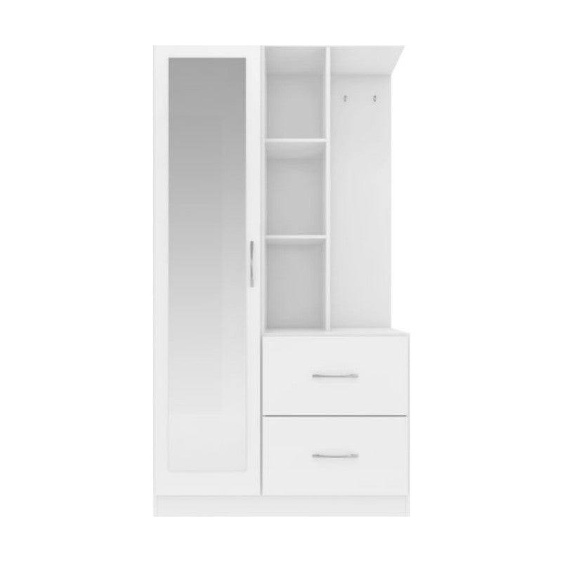 Nevada 1 Door Open Shelf Mirrored Wardrobe - UK Online Furniture