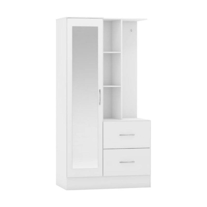 Nevada 1 Door Open Shelf Mirrored Wardrobe - UK Online Furniture